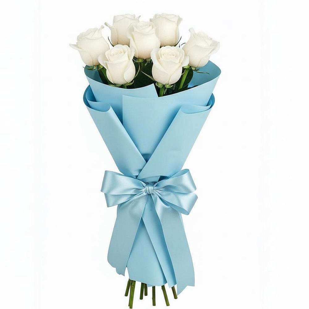 Букет 7 белых роз Проуд в Дальнереченске