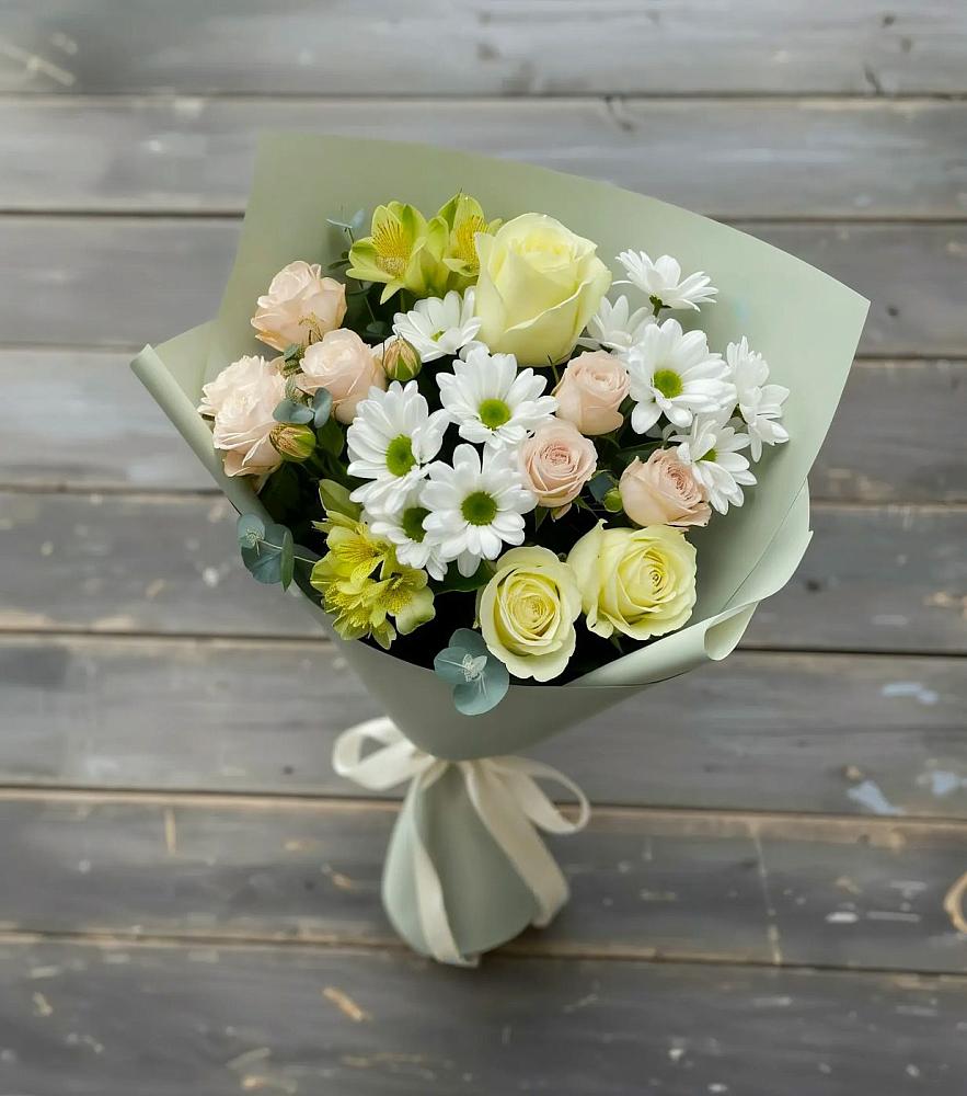 Букет цветов из: Альстромерии, Розы и Хризантемы в Дальнереченске
