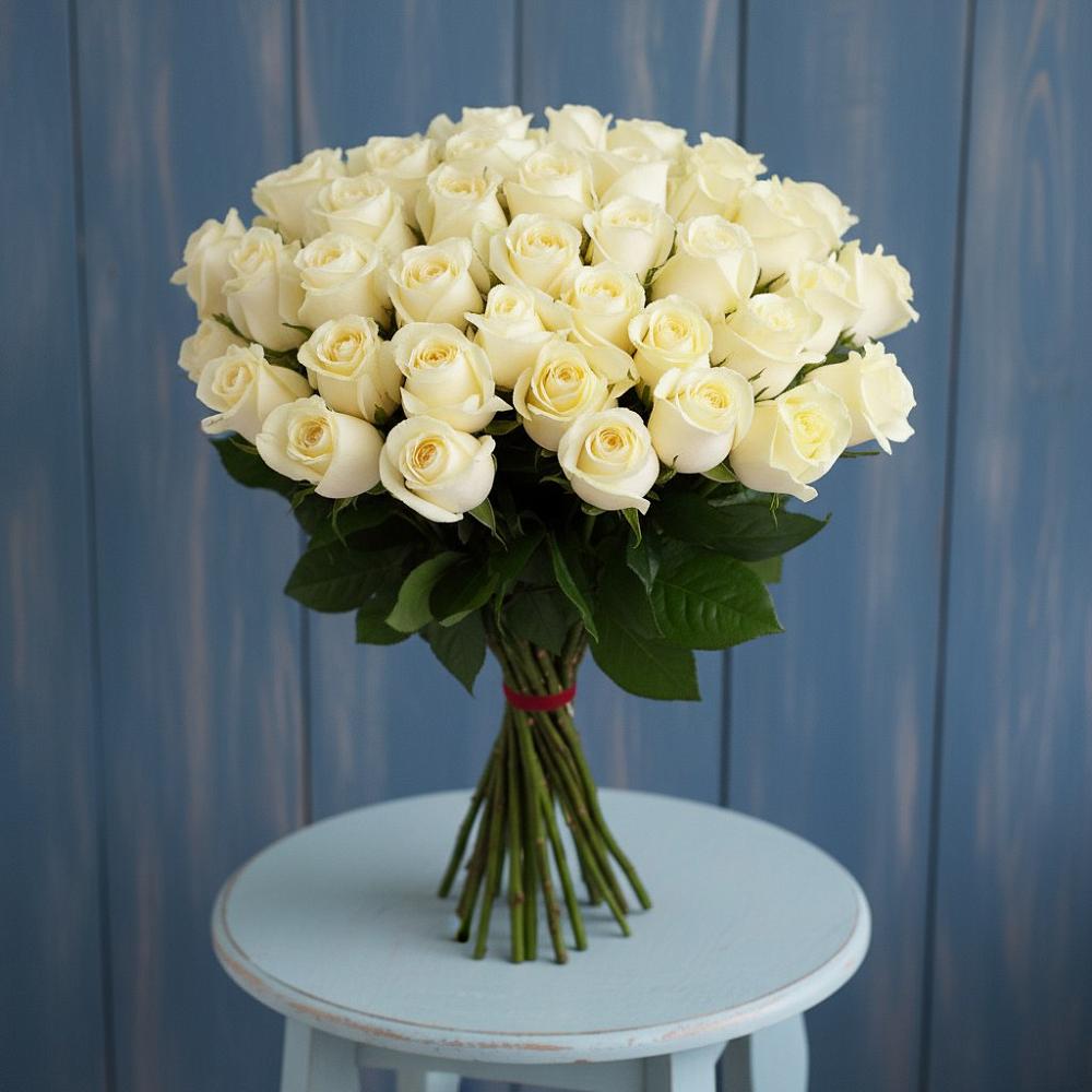 Букет 51 Белая роза Эдлесс Лав в Дальнереченске
