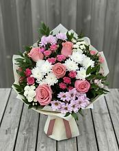 Букет цветов из:  Альстромерии, Гвоздики, Розы и Хризантемы в Дальнереченске