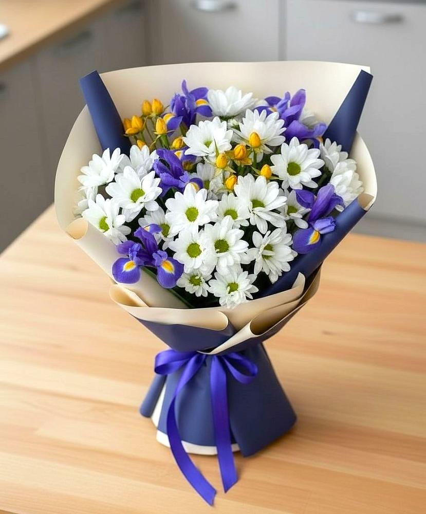 Букет цветов из: Розы, Ирисы и Хризантемы в Дальнереченске