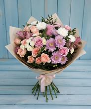 Букет цветов из:  Хризантемы, Розы и Альстромерии в Дальнереченске